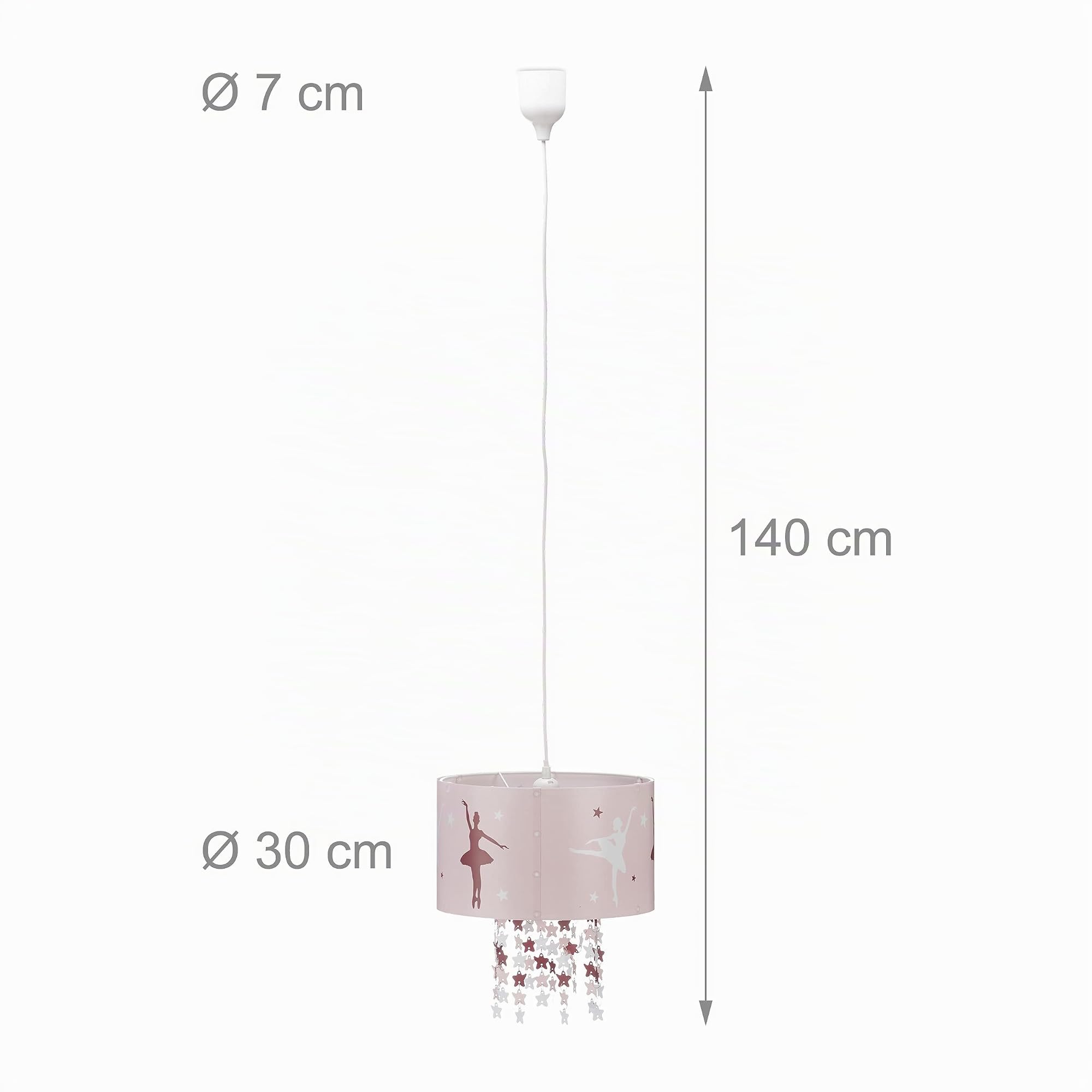 Relaxdays Lampe à suspension fille danseuses étoiles ballerines plafond rose chambre enfant