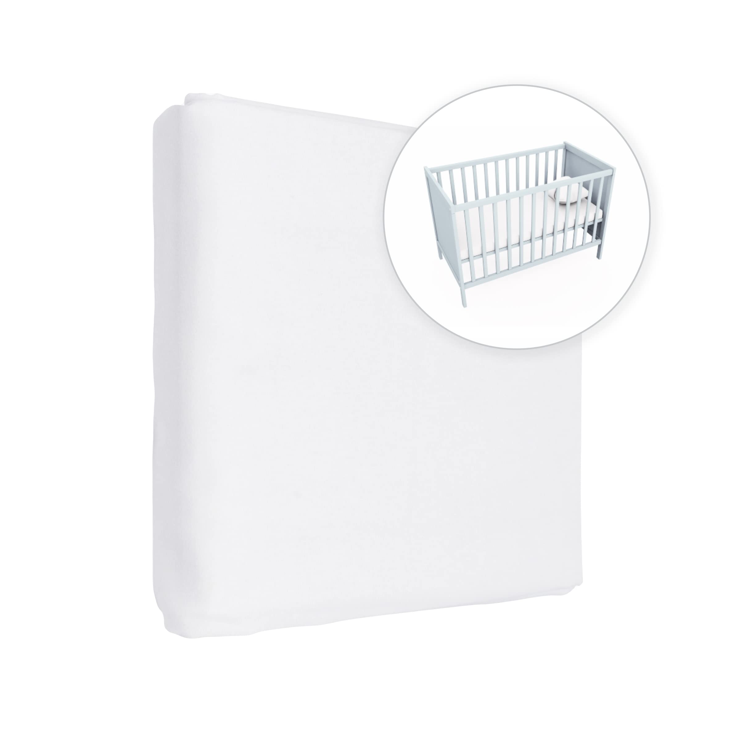 Jersey 100% Cotton Fitted Sheet for 140 x 70 cm Toddler Baby Cot Bed Mattress (White)