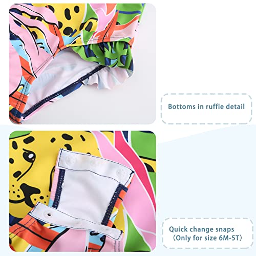 Image of Baby Girls One Piece Swimsuits Long Sleeve Rash Guard for Kids Girls UPF 50+ Sun Protection Swimshirts
