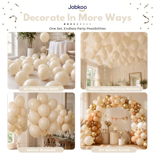 Image of Jobkoo Sand White Balloons 12 Inch, 50 Pcs Boho Beige Cream Latex Balloon