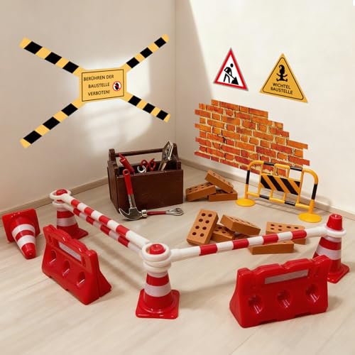 Viechoes 26 PCS Wichtel Zubehör Baustelle Set Miniatur Zubehör für Puppenhaus Wichteltür Zubehör Weihnachten Wichtelhaus Dekoration Wichtel Baustelle Set Einzug für Kinder