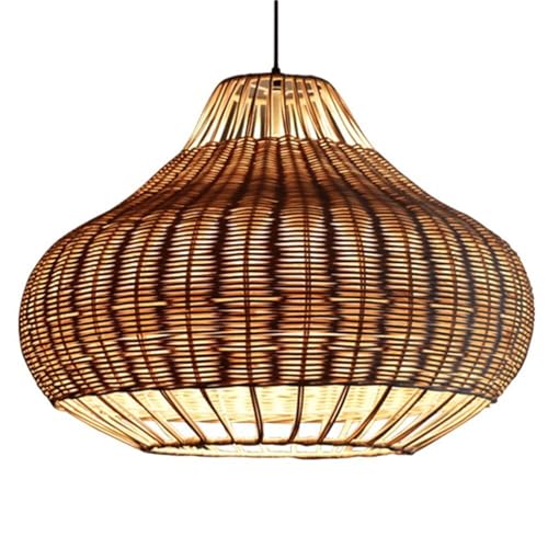 Lustre en osier naturel suspendu au plafond avec cordon tissé main pour bar