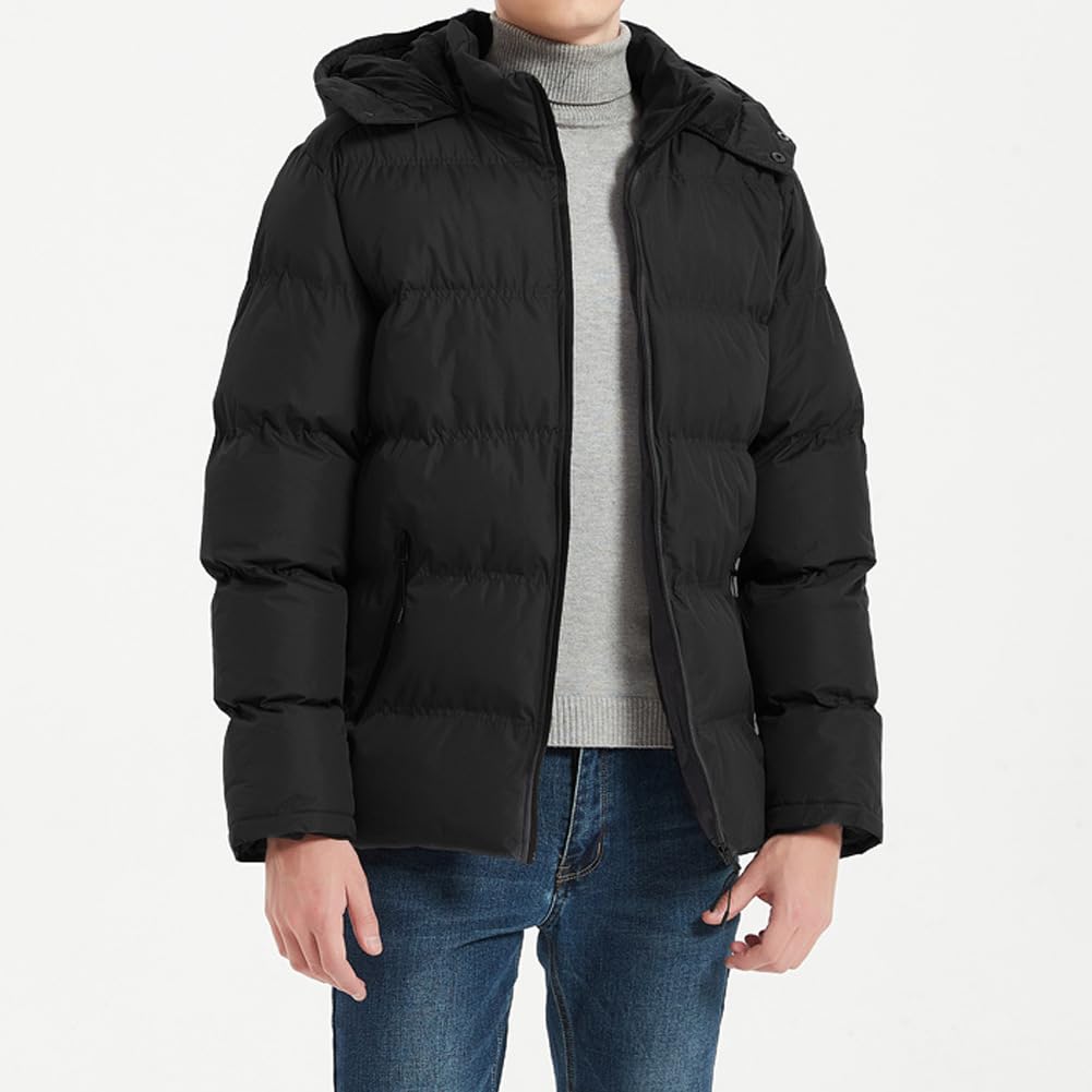 BININBOX Piumino da uomo leggero con cappuccio con colletto alla coreana lucido piumino spesso invernale parka