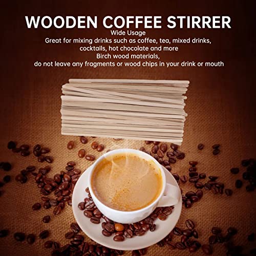 500Pcs Coffee Wooden Stirrers, Birch Wood Coffee Stirrers, Coffee Wooden Sticks for Restaurs, Coffee Shops, Home