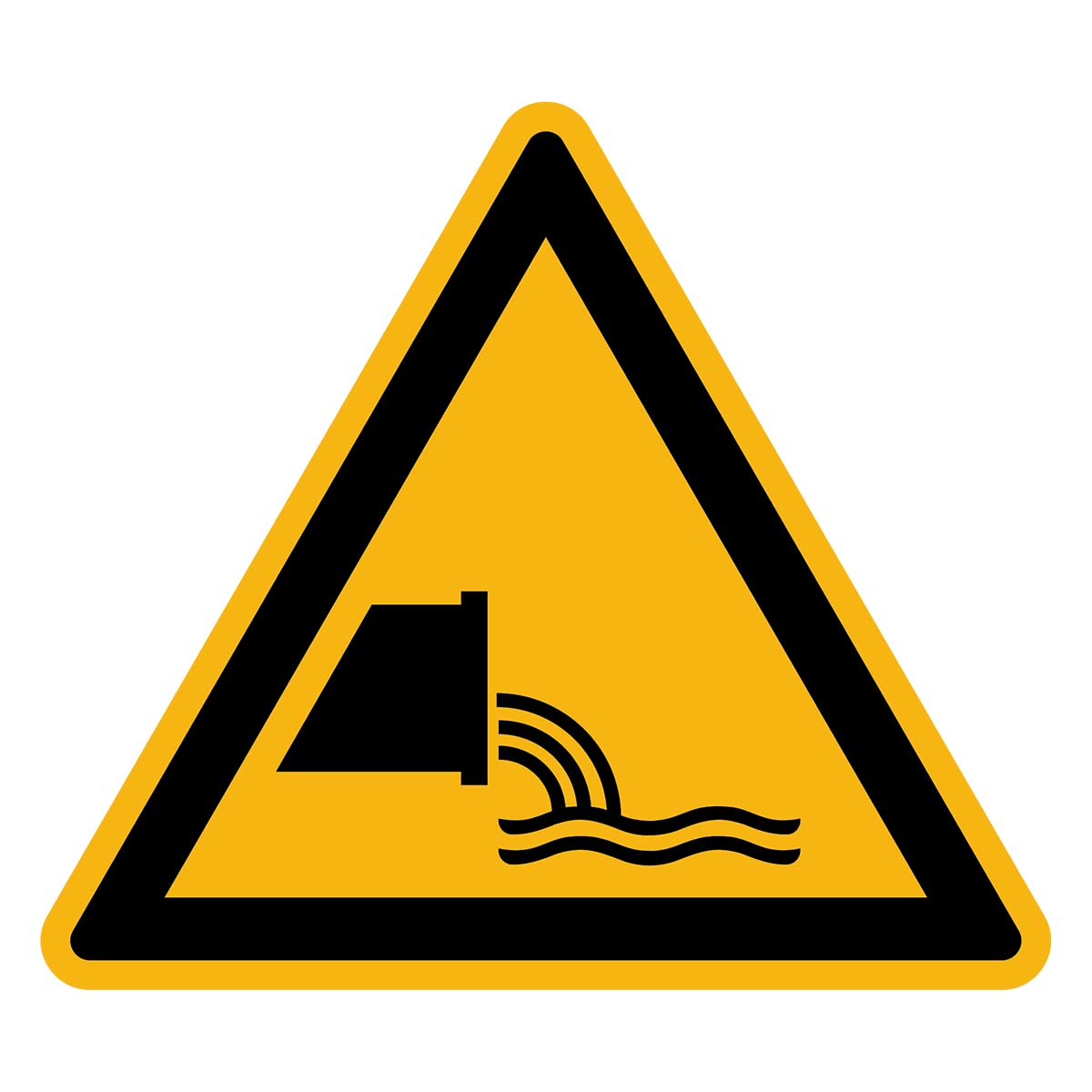 Sticker Danger Warning NF ISO 7010 - Laminated Triangular Signage Adhesive Sticker Water and UV Resistant - Danger Wastewater Evacuation - 60x60 cm