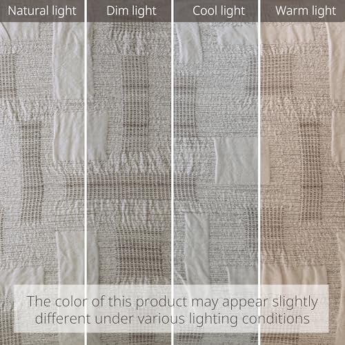 Image of Ink+Ivy King Comforter Set Jacquard Weave Cotton Comforters King Bedding Set, All Season Lightweight & Breathable Cotton King Size Comforters, Cairo, King /Cal King, Ivory 3 Piece