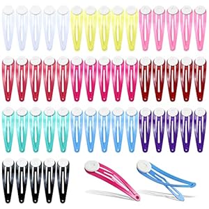 Lawie 50 Pack 5cm 2 Inch Small Colorful Candy Color Flat Round Glue Pad Snap Hair Clips for Crafting Blank Hair Barrettes Base Hair Pins Arts and Crafts DIY Ornaments Hair Jewelry Making Accessories