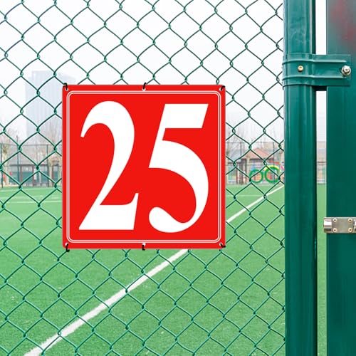 Image of Premium Aluminum Number Signs 25, Metal 12 inch X 12 inch Red Numbered Signs Outdoor for Parking Lots, Floor, Dock, Court, Aisle, Field, High Visibility, No Fade, Weather-resistant