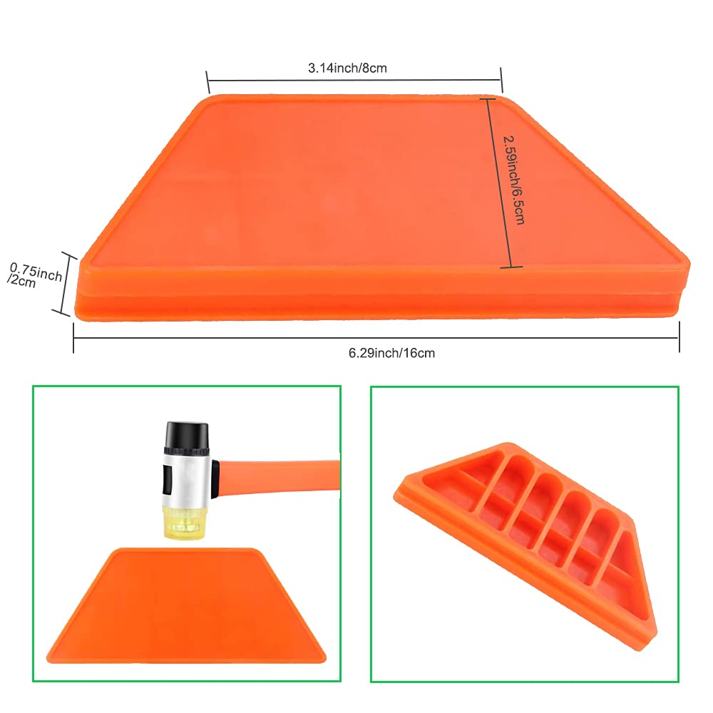 Kit de instalación de suelos de madera laminada con 40 espaciadores, mazo de doble cabeza, bloque de roscado y barra de tracción (naranja)