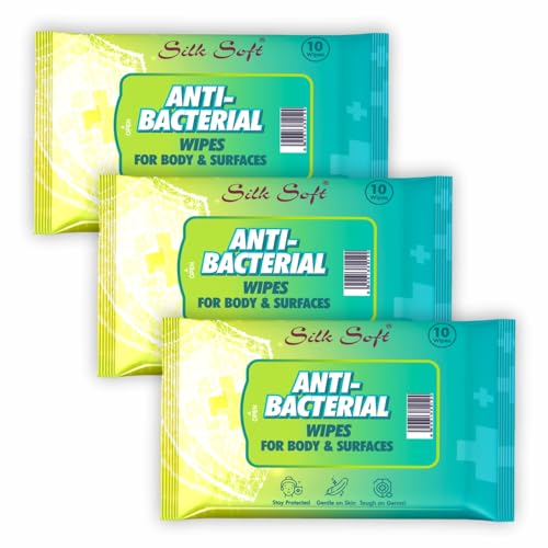 Image of Antibacterial Wet Wipes - 30 Wipes (10 x 3 Travel Packs) | Kills 99% Germs, Alcohol-Free & Skin-Friendly | For Hands, Face, Surfaces & Travel Hygiene