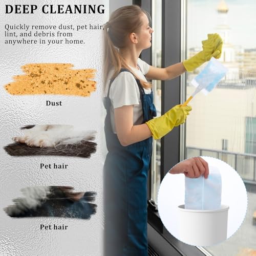 Image of 60 PCS 180 Duster Refills Compatible with Dusters 180 Handle Dusters, Heavy Duty Multi-Surface Duster Replacement with 1 Extra Handle, Unscented