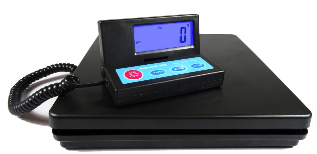 Paketwaage 50kg/2g Plattformwaage Briefwaage inkl. Netzteil abnehmbares beleuchtetes Display