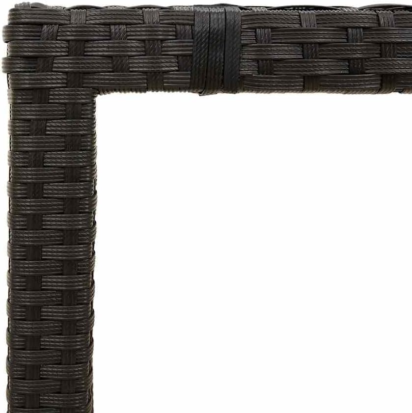 Garden Coffee Table Black Poly Rattan with Tempered Glass Top, Powder-Coated Steel Frame, Rectangular 74.8 x 35.4 Inches, Outdoor Patio Furniture for Terrace and Garden