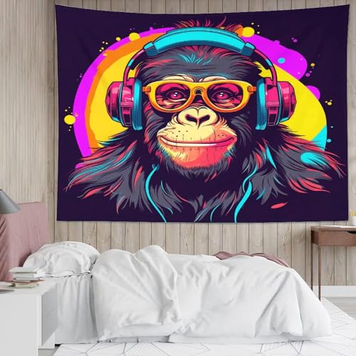 Tapisserie murale gorille 3D en tissu grand relief drap decoratif pour chambre et grand salon - 5