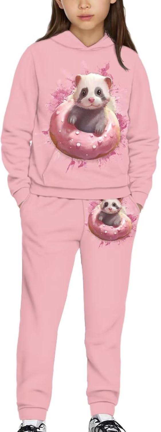 Girls' Tracksuits 2 Piece Pullover Sweatshirt Tops and Jpgger Pants with Pockets Casual Fall Winter Outerwear