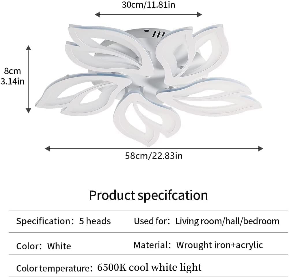 Comely Plafoniera LED, 65W Moderna Lampada da Soffitto in Acrilico, Forma di Fiore Design Plafoniere da Soffitto LED 7200LM per Soggiorno, Cucina, Camera da Letto, Studio