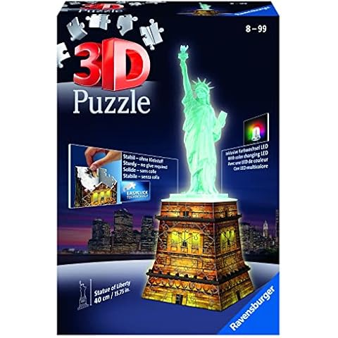 Ravensburger - 3D Puzzle Estatua de la Libertad Night Edition con Luces Cover