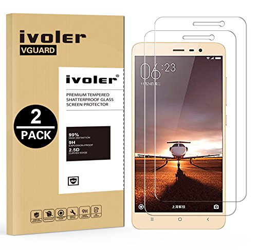 ivoler [2 Unidades] Protector de Pantalla para Xiaomi Redmi Note 3 / Xiaomi Redmi Note 3 Pro, Cristal Vidrio Templado Premium [9H Dureza] [Ultra Fina 0,3mm] [2.5D Round Edge]