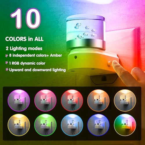 Image of L LOHAS LED Night Light, Night Lights Plug into Wall, Color Changing Nightlight RGB with Dusk to Dawn Sensor, for Halloween, Christmas, Holiday, Hallway Bedroom Kids Room, 2 Pack