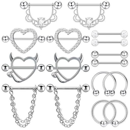 TYXHXTF 8 Piezas Barbell Piercing Pezón Acero Inoxidable, Piercing Oreja Acero Piercing para Mujer | Ya disponible en tu tienda friki favorita! En mundofriki.es!