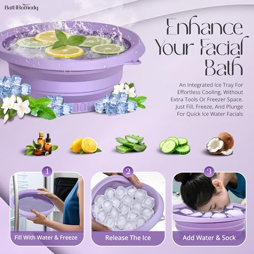 Image of Ice Bath Tub for Adult for Bathroom, Foldable hot water tub for Home Use with Drainage Hole, Thickened Insulated Ice Bathtub, inflatable hot tub for adults (Purple)