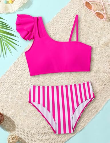 Girls Swimsuits Two Piece Bikini Set Ruffle Bathing Suit with Adjustable Strap Quick Dry Beach Girls' Swimwear 5-16Y4