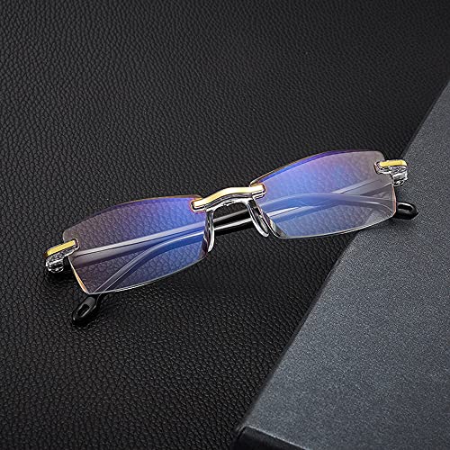 Image of AUGEN Blue Block Rimless Reading Glasses Gold Clear Unisex Free Size Power (+1.00, Pack of 3)