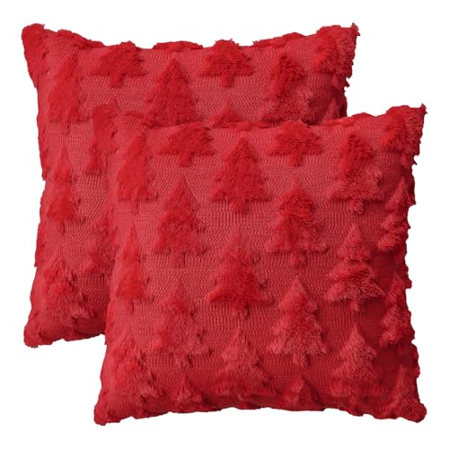 Rote Kissen Weihnachten 31 Artoid Mode Künstliche Pelz Rot Kiefern Xmas Bäume Weihnachten...