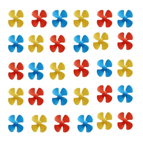 30 Pc Propeller Props, Small Four-Blade Propeller Blade Science and Technology Creative Production Process Material for 130 Motor Rotating Blade 2mm/0.08 inshaft Propeller (3 Colors Mixed) skrnrhrery