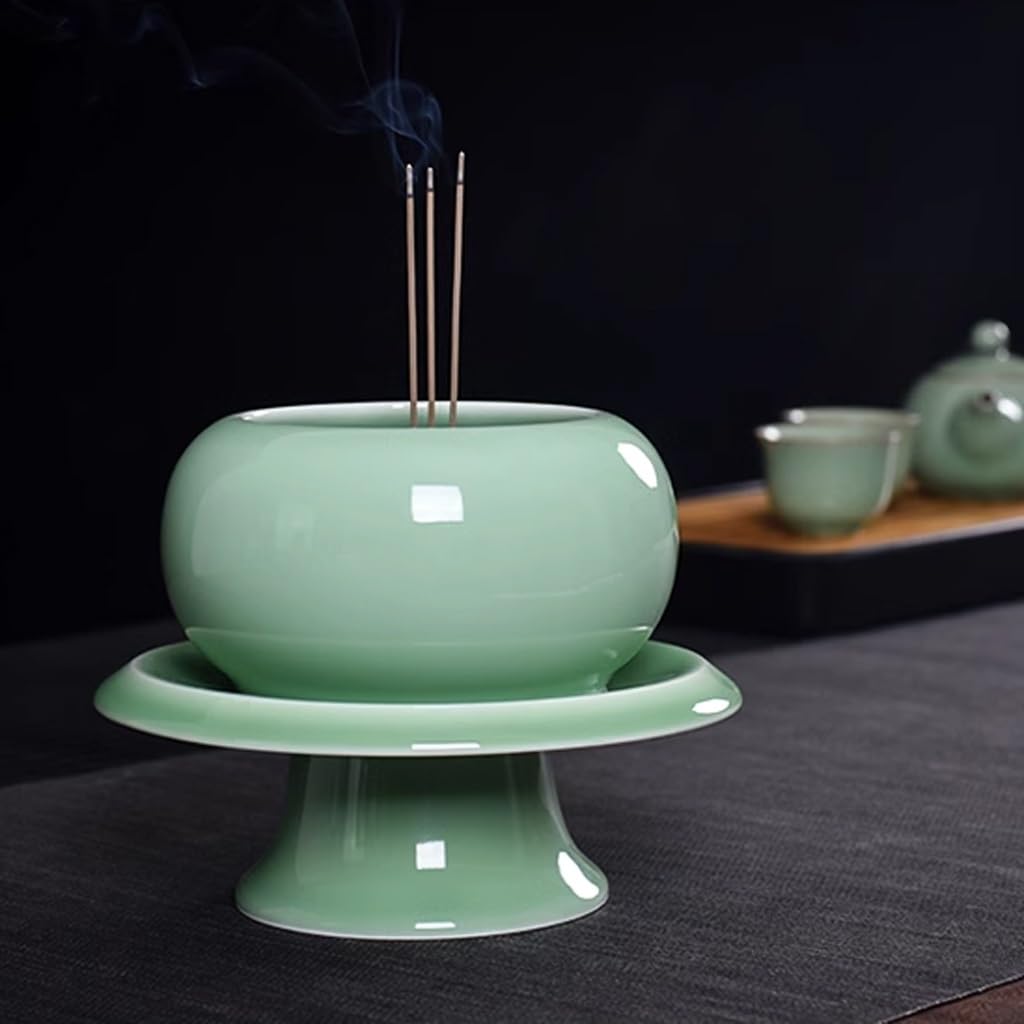 Amazon.co.jp: 青磁香炉ライン香炉家庭用屋内アロマセラピー炉燃焼香炉