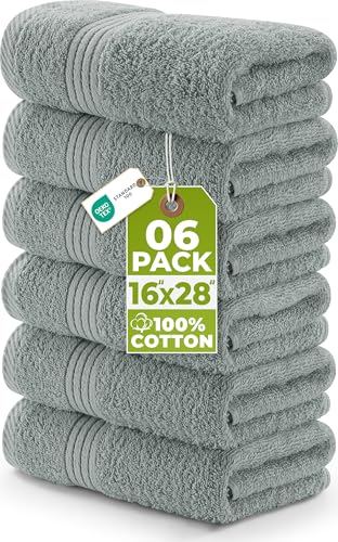 Utopia Towels - Premium Handtücher - 100% gekämmte, ringgesponnene Baumwolle, ultraweich und sehr saugfähig, Dicke Handtücher 41 x 71 CM's, hochwertige Handtücher (6er-Pack, Kühl Grau)