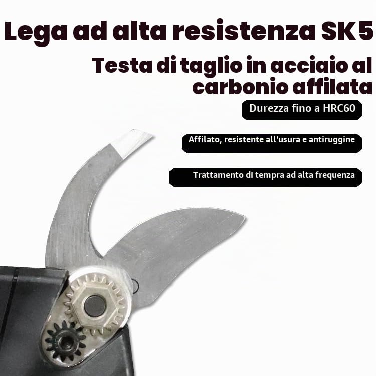 Forbice Potatura con 2 Batterie da 21V Trincia Rami Professionale, Cesoia Elettrica Portatile, Alberi da Giardino e da Frutta, Cordless Senza Fili Rami Arbusti