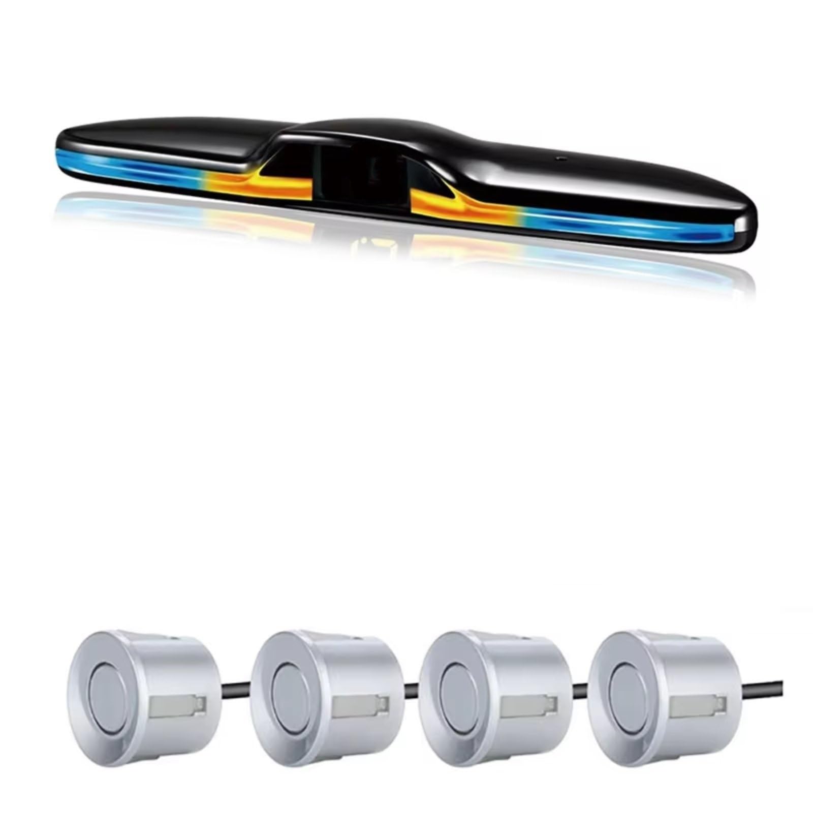 Sensor Estacionamiento Kit Sensor Estacionamiento Con Radar De Pantalla LED Retroiluminado Parktronic Asistente Detección Monitor Marcha Atrás Sensor Radar 4/6/8 Sensores Aparcamiento Coche(Silver sen