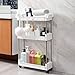 Aogist 3 Tier Slim Storage Cart Mobile Shelving Unit Slide Out Storage Tower for Kitchen Bathroom Laundry Room Narrow Places(White)