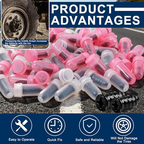 Image of 30 Pcs Tire Repair Rubber Nail, Tire Repair Nail Tire Repair Rubber Screws Fast Tool Self-Service Tire Repair Nail Vacuum Tire Repair Rubber Nail, Suitable for Car Motorcycle Jeep Tire Puncture Repair