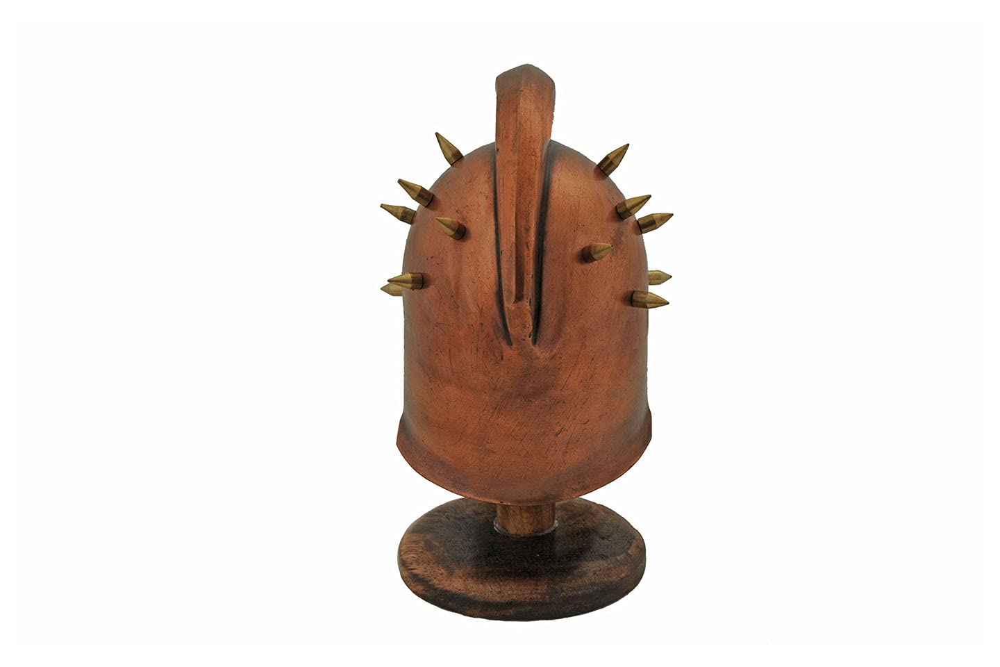 Casco de gladiador decorativo en miniatura con acabado de latón con soporte