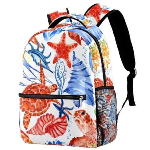 Sac à dos d'école multicolore tortue de mer pour ado et femme