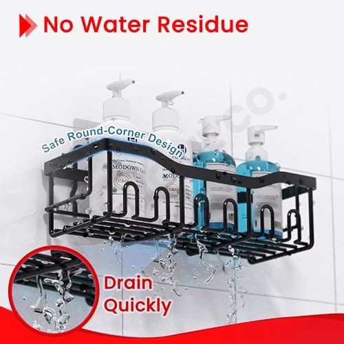 Image of The Home Co. Self Adhesive Steel Bathroom Organiser Without Dril 5 Pcs Set | Corner Shelf for Wall, Soap Dish with Toothbrush Holder | Ideal for Bathroom Accessories Set