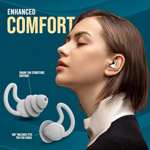 Image of Silicone Noise Reduction Earplugs for Sleeping & Swimming | Reusable Waterproof Ear Plugs for Travel, Study & Flight | Soft Anti-Drop Earbuds for Men & Women (1 Pair)