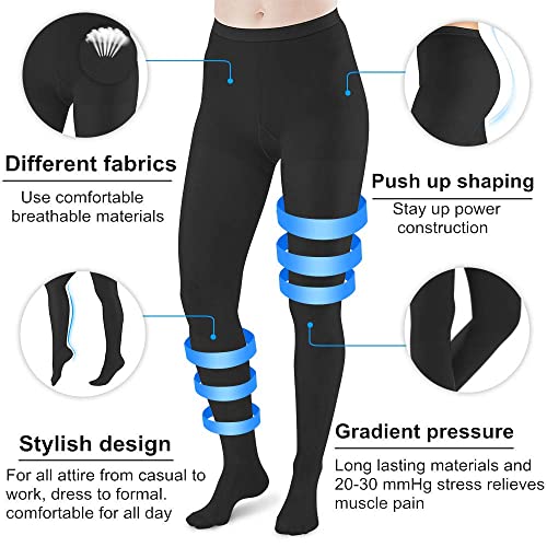 Image of Varicose Veins Compression Pantyhose Stocking 20 30 mmHg Closed Toe Support Hose