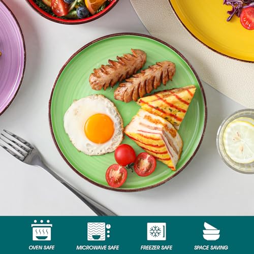 Image of vancasso Bonita Stoneware Dinnerware Sets, 12 Pieces Dishes Set,Polished Round Plates and Bowls Set for 4, Dishwasher and Microwave Safe, Multicolor