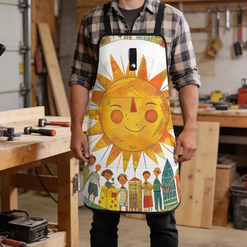 Delantal Happy Smiling Sun multipocket para trabajo unisex miniatura 5