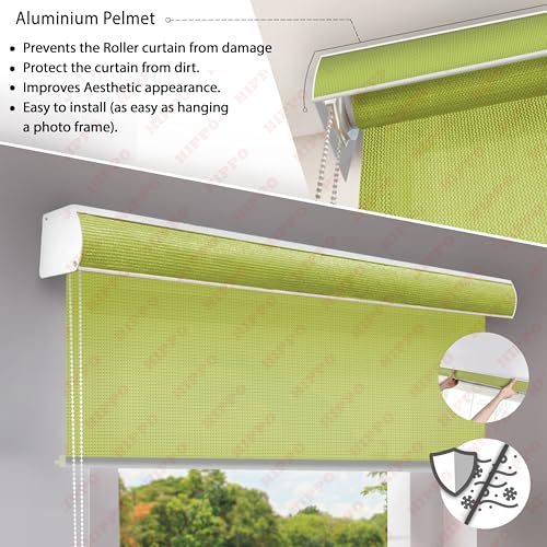 Image of HIPPO 180 GSM HDPE Outdoor Balcony Roller Blind, UV & Dust Protection Corded Roll Up and Down Light Filtering Blinds for Garden (Fresh-Green, 3FTX7FT)