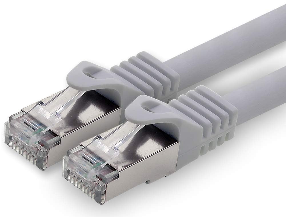 1aTTack.de 30m - Grey - 1 Piece - CAT.7 - Network Cable Patchcable Lancable Ethernet - 10GBASE-T - 10000 Mbps - CAT7 S-FTP Double Shielded PIMF 600MHz Compatible with CAT5 CAT6 CAT6a CAT8