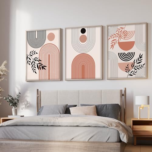 Image of BANGERZ Wall Art Painting Boho Artwork Living Room and Bedroom Frames Decor, Office and Framed Hotel Decoration Big Size Set of 3 (Artwork 4, 13x19 inch)