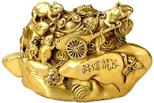 Figurine en laiton de rat cadeau traditionnel de bonne chance et richesse