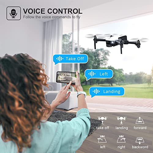 Mini Drone for Kids with Camera, Holyton HT25 1080P HD Photo, Foldable Toy Drone Gifts for Beginners & Adults, Altitude Hold, Voice/Gesture Control, One Key Take Off/Landing, 3D Flip, 2 Batteries - Image 4