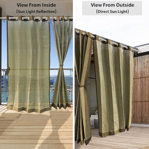 Image of HIPPO 160 GSM Outdoor Sun Blocking Balcony Eyelet /Grommet Curtains Sun & UV Protection, Light Filtering 4.5FTX8FT Door Curtain (Camouflage-Beige)
