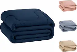 Edredom Percal 400 Fios Grosso Extra Macio Dupla Face Cobertor (Marinho, Queen)