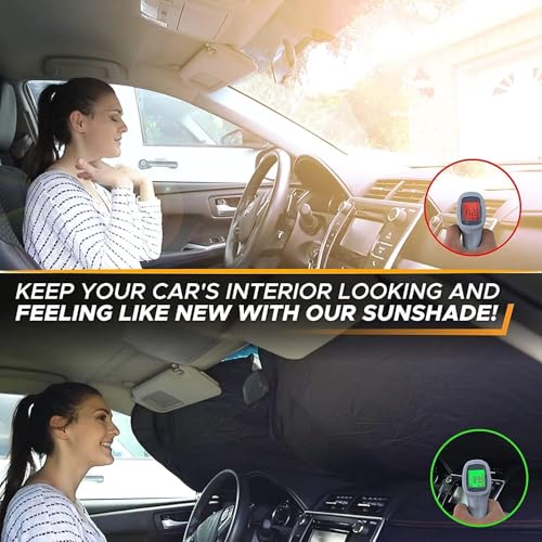 Image of Round Foldable Windshield Car Sun Shade with Storage Pouch for for Cars, Suvs & Hatchbacks UV Protection Use